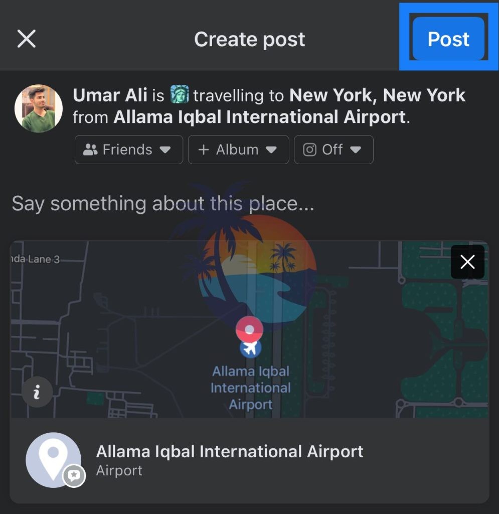Post option on Facebook