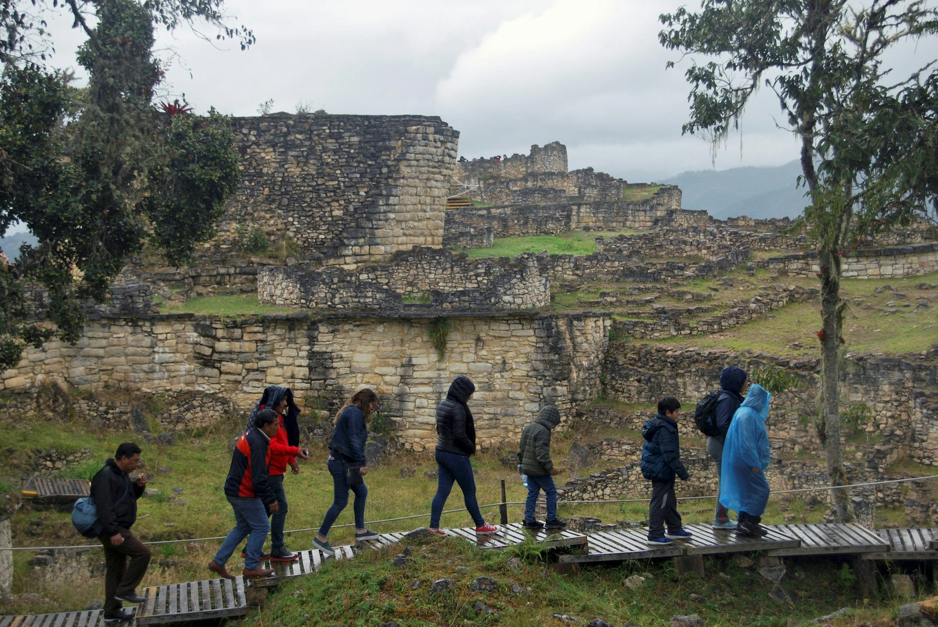 Tourists walking around in Machu Picchu
