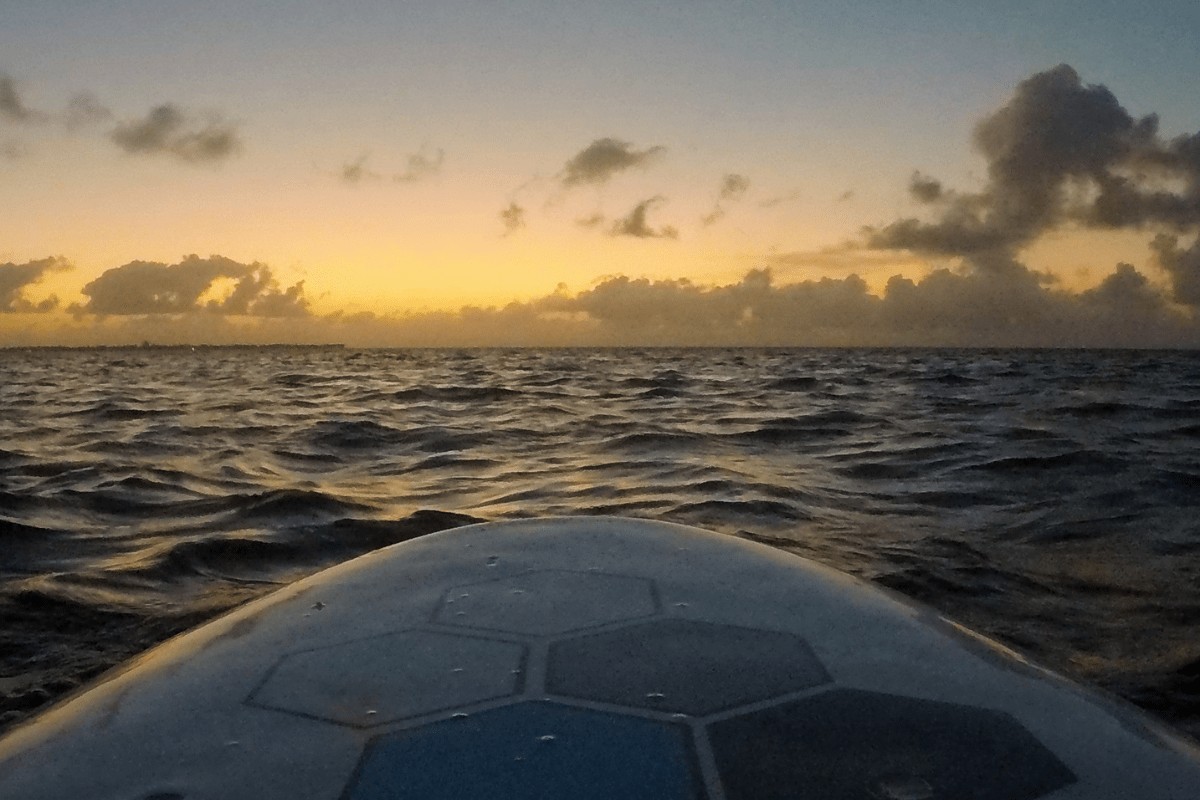 sunrise over the ocean from a stand up paddle board