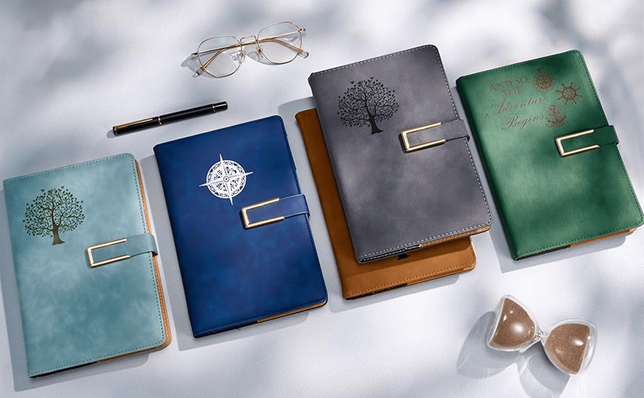 Journal and pen for women's travel