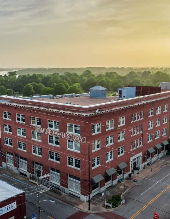 The Fort Smith Museum of History with the Arkansas River in the background.