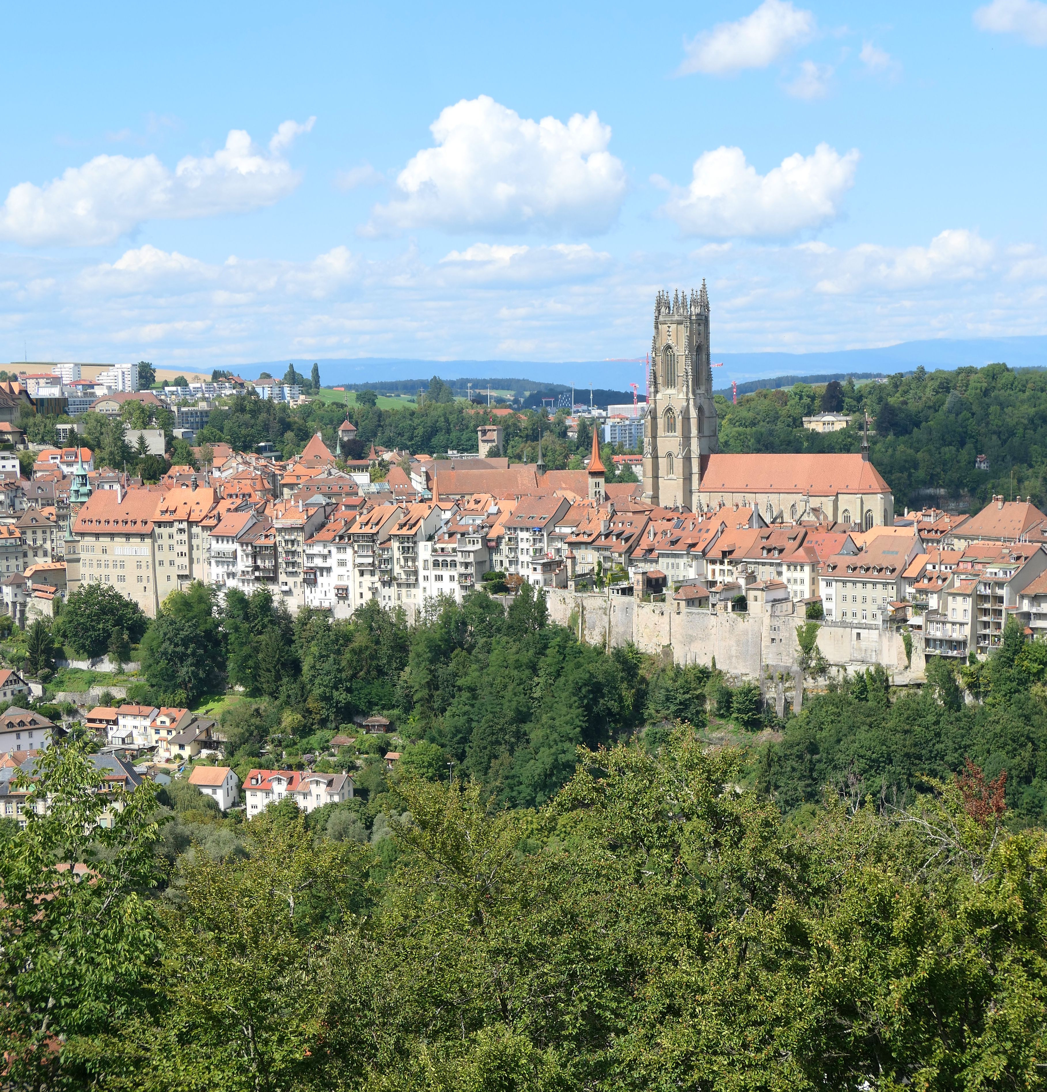 Bern Bridge Fribourg with picturesque Sarine River view