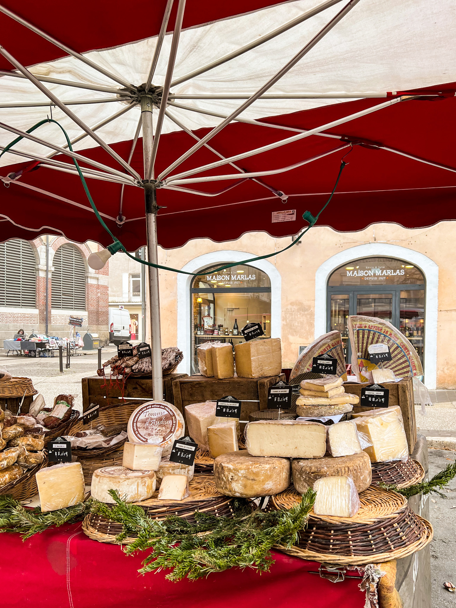 A variety of local cheeses available at the Cahors Market
