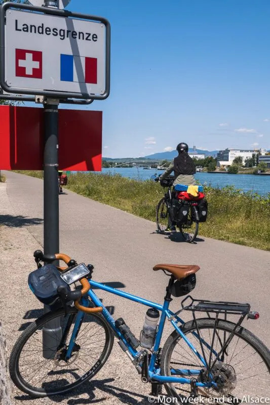 Border between France and Switzerland along the Rhine River