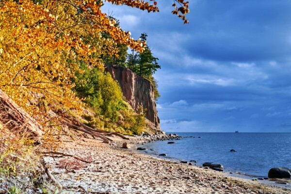 The cliff in Gdynia, Pomorskie Voivodeship, offers health resorts, spas, and historical sites along the Baltic Sea coast.