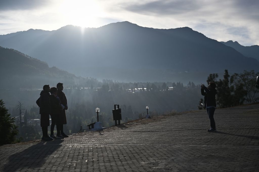 Tourists with Bhutanese Guides