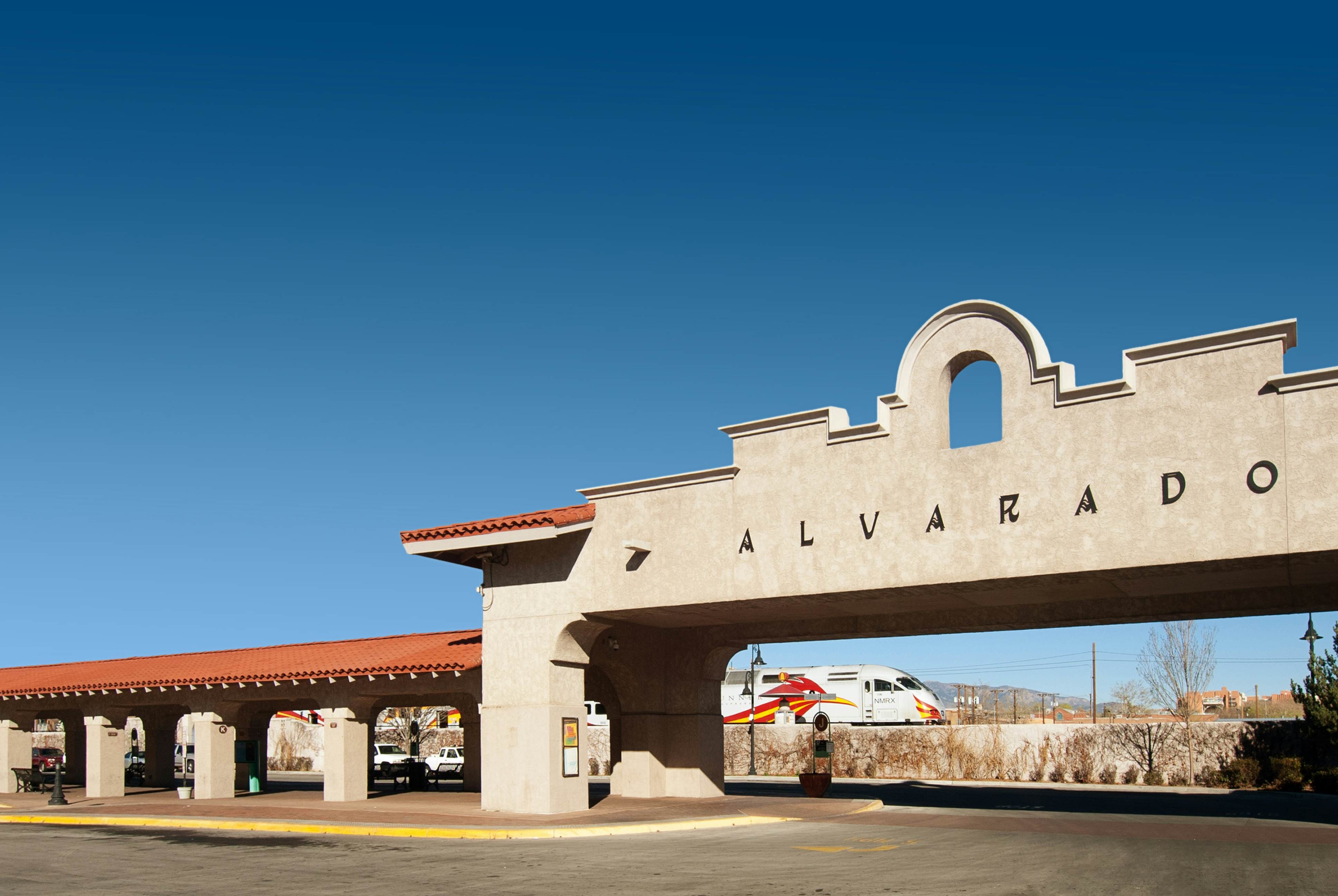 The Alvarado Transportation Center (ATC) in Albuquerque, New Mexico is a central hub for city busses, the Greyhound bus station and the state rapid transit system, called