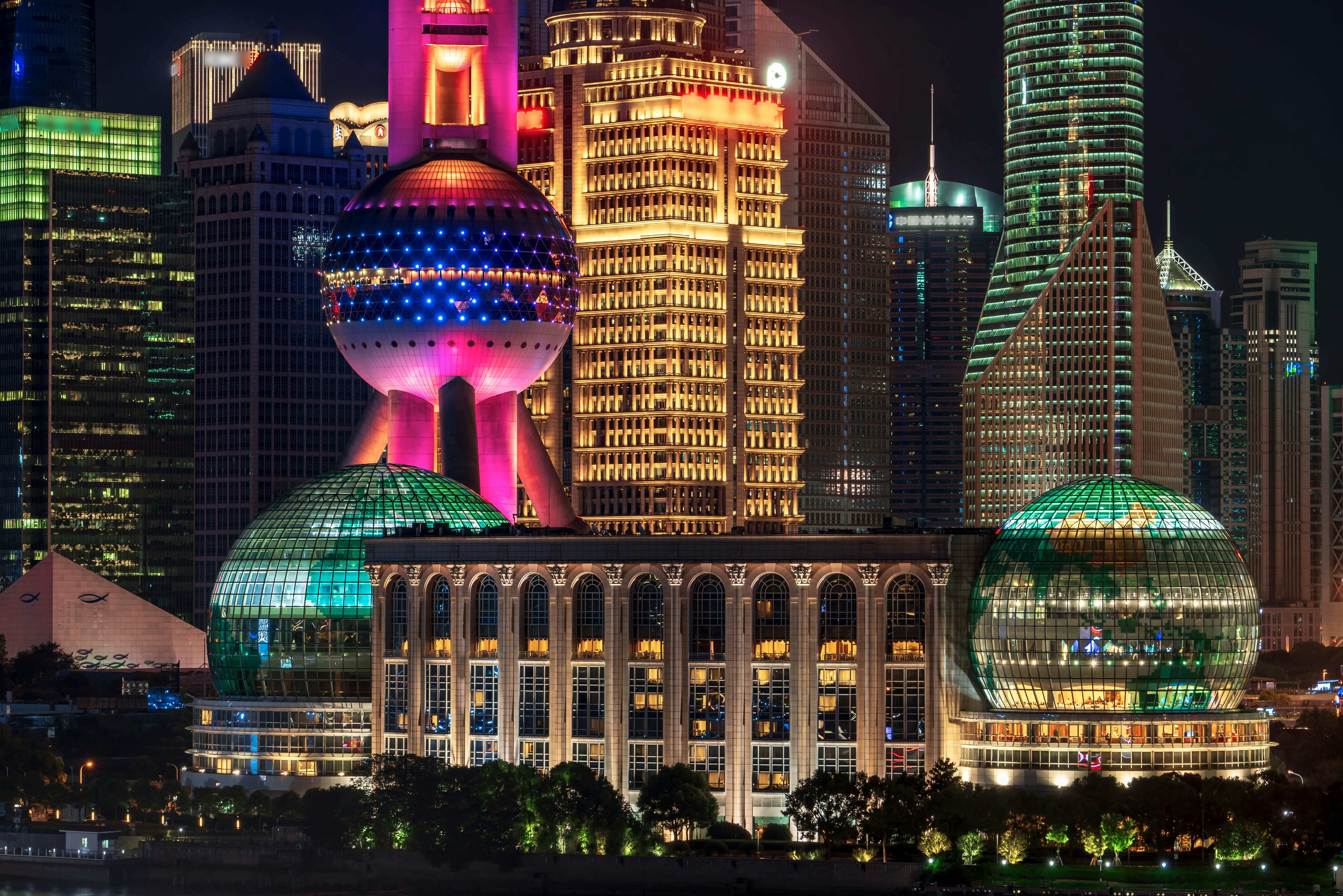 The nighttime skyline of Shanghai, China
