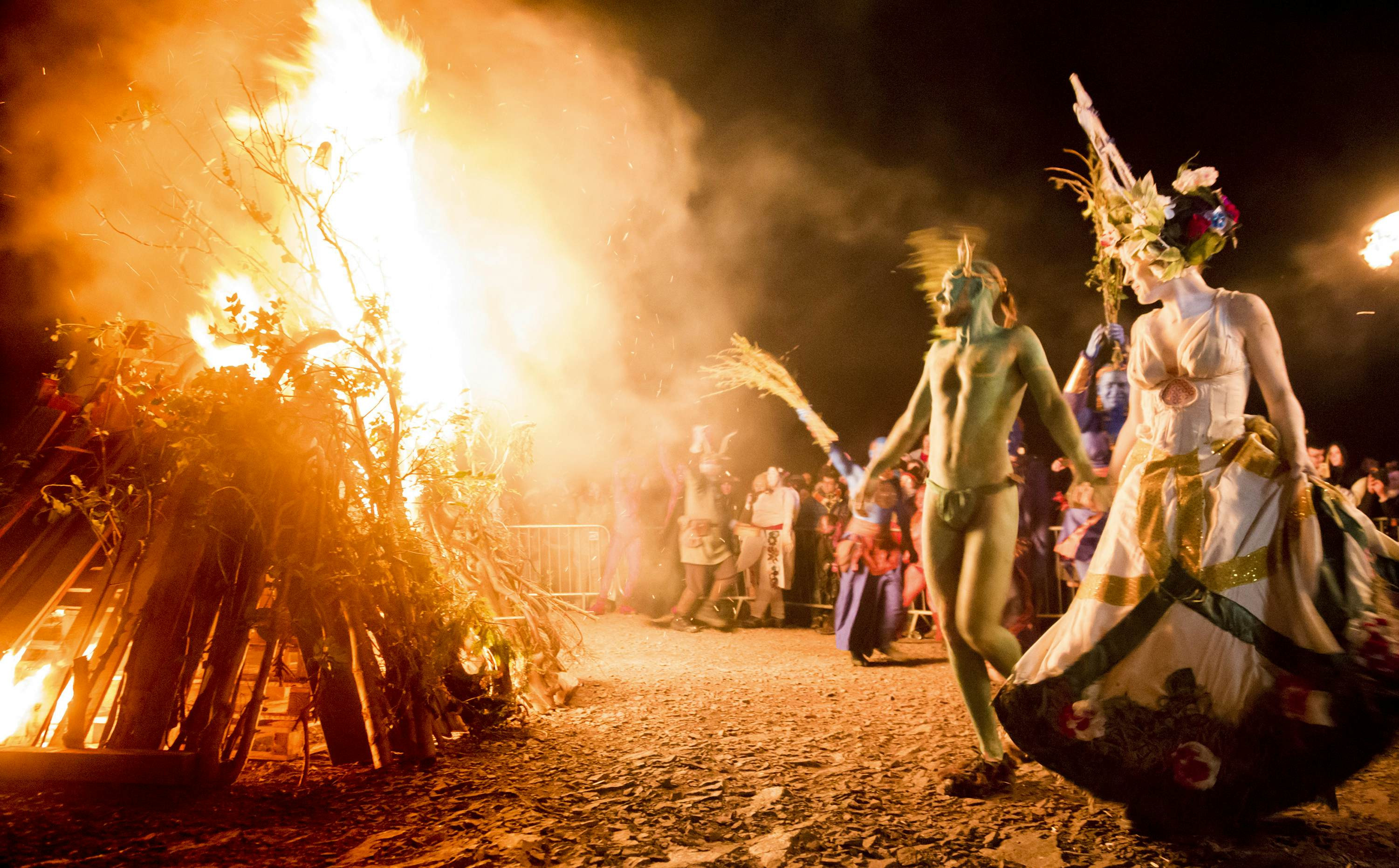 May Queen and Green Man at the Beltane Fire Festival in April