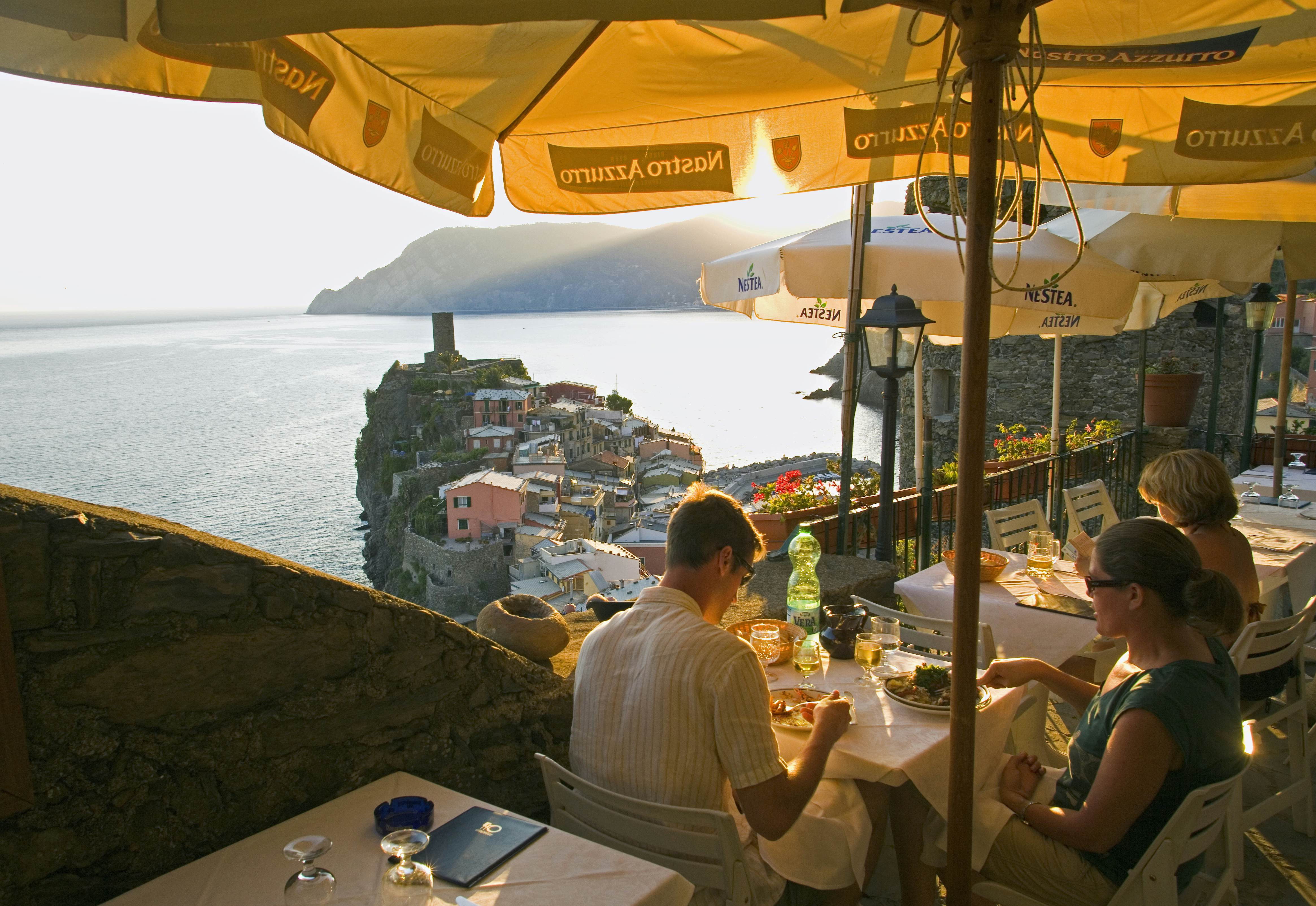 A restaurant terrace in Vernazza