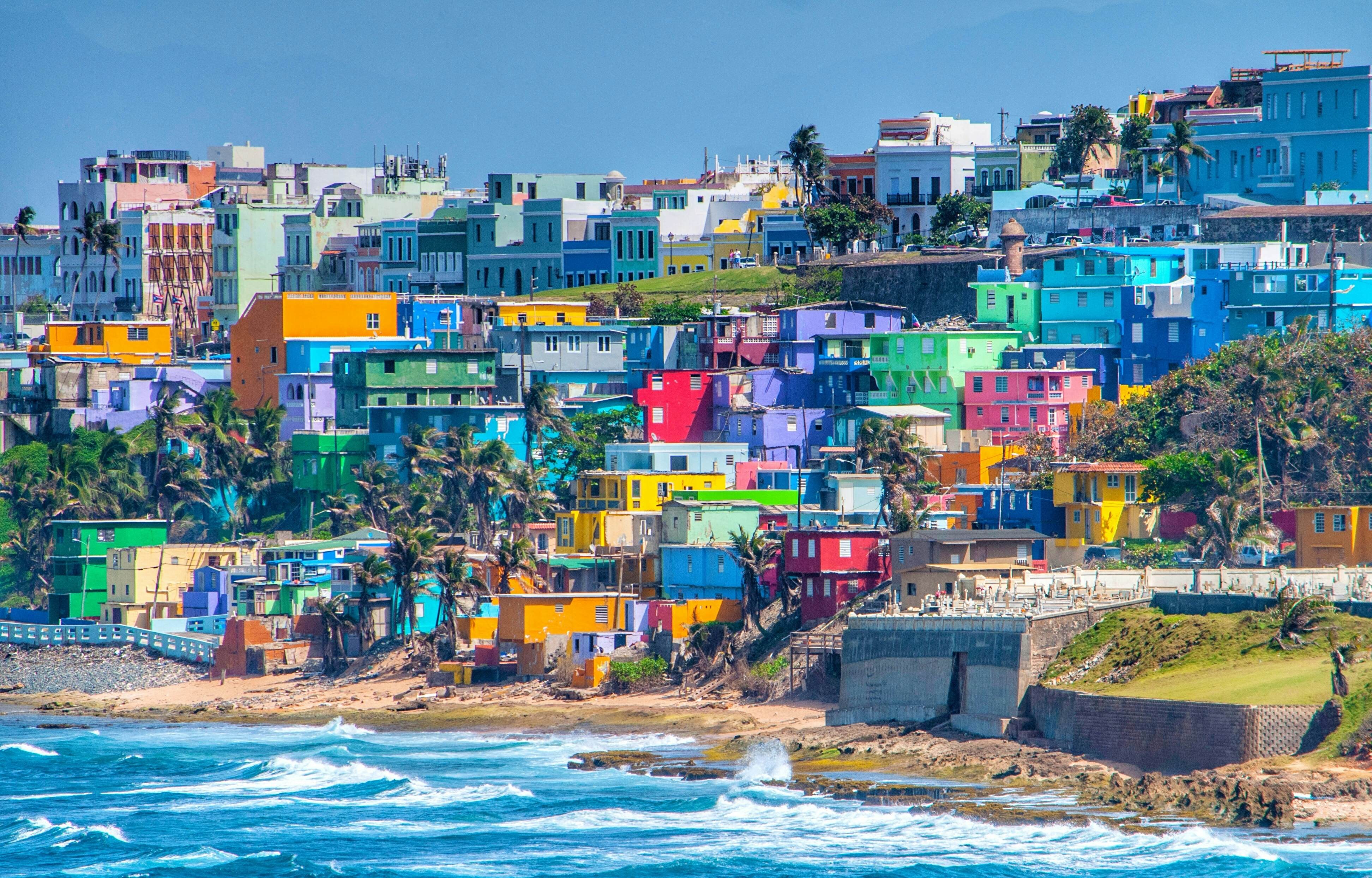 Cobblestone streets and colorful buildings in Old San Juan, Puerto Rico