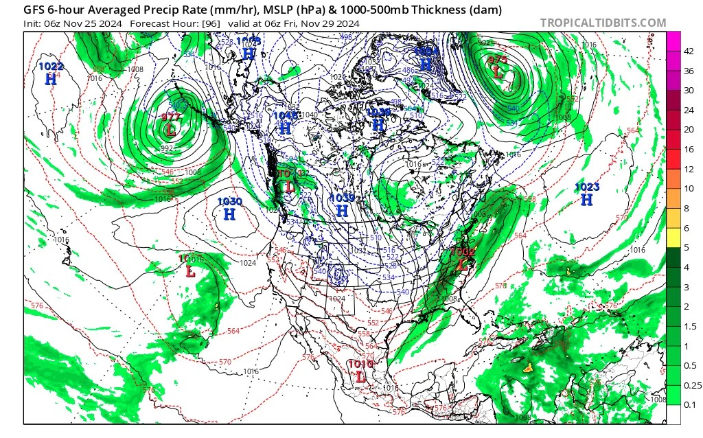 Nationally, light rain showers are expected across the Ohio Valley and Upper Midwest.