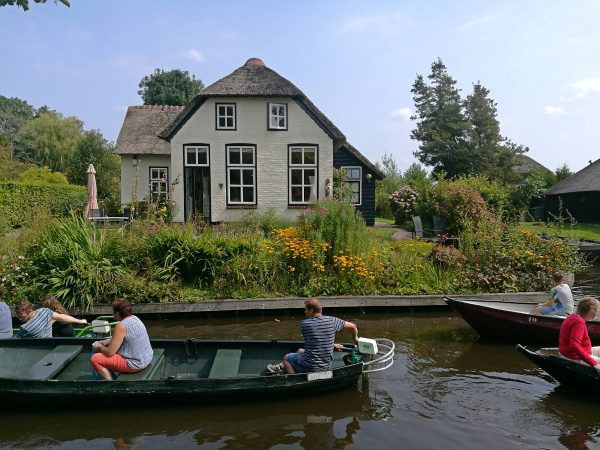 Navigating Giethoorn's canals can be a unique experience, even if it gets a little crowded.