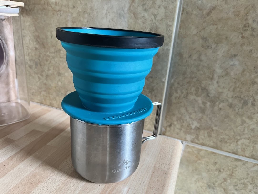 The Sea to Summit pour over coffee maker in blue