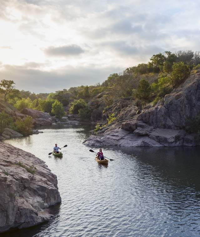 Kayaks on the river, Inks Lake State Park