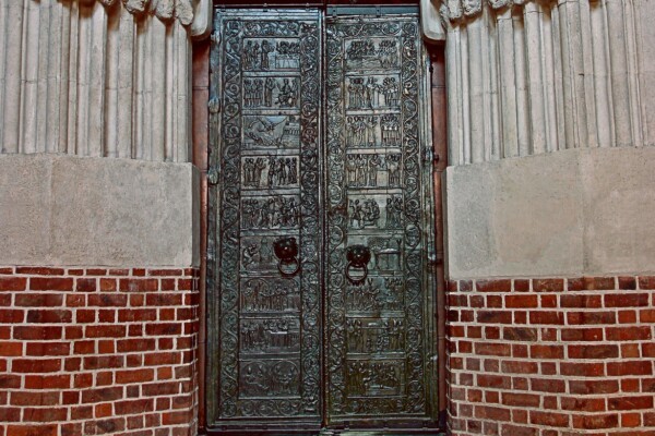 Gniezno Cathedral's doors in Wielkopolskie Voivodeship, a region known as the &quot;cradle of Poland&quot; with historical sites and natural areas.
