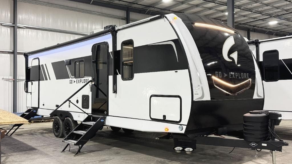 A Wayfinder RV Go Explore Travel Trailer, offering mid-tier features
