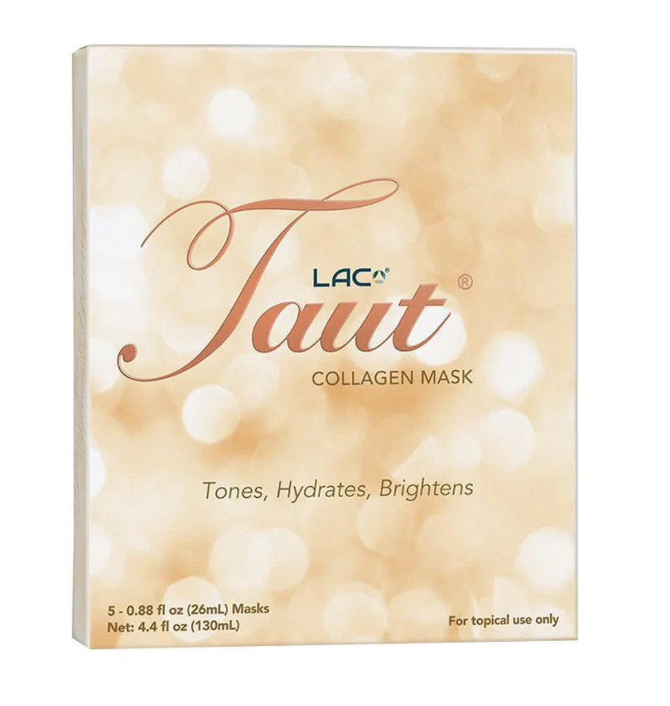 Taut collagen mask in a gold case for skin rejuvenation