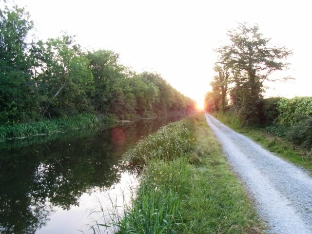 The Grand Canal at sunset Kildare Ireland.