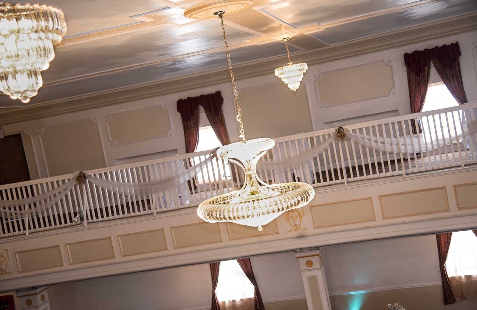 The Grande Ballroom: Chandeliers and accents define the Grande Ballroom, showcasing original 1920s craftsmanship and elegance.