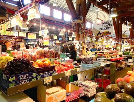 Granville Island, one of Vancouver's most iconic shopping areas, home to a wide variety of fresh and specialty foods, as well as souvenirs galore