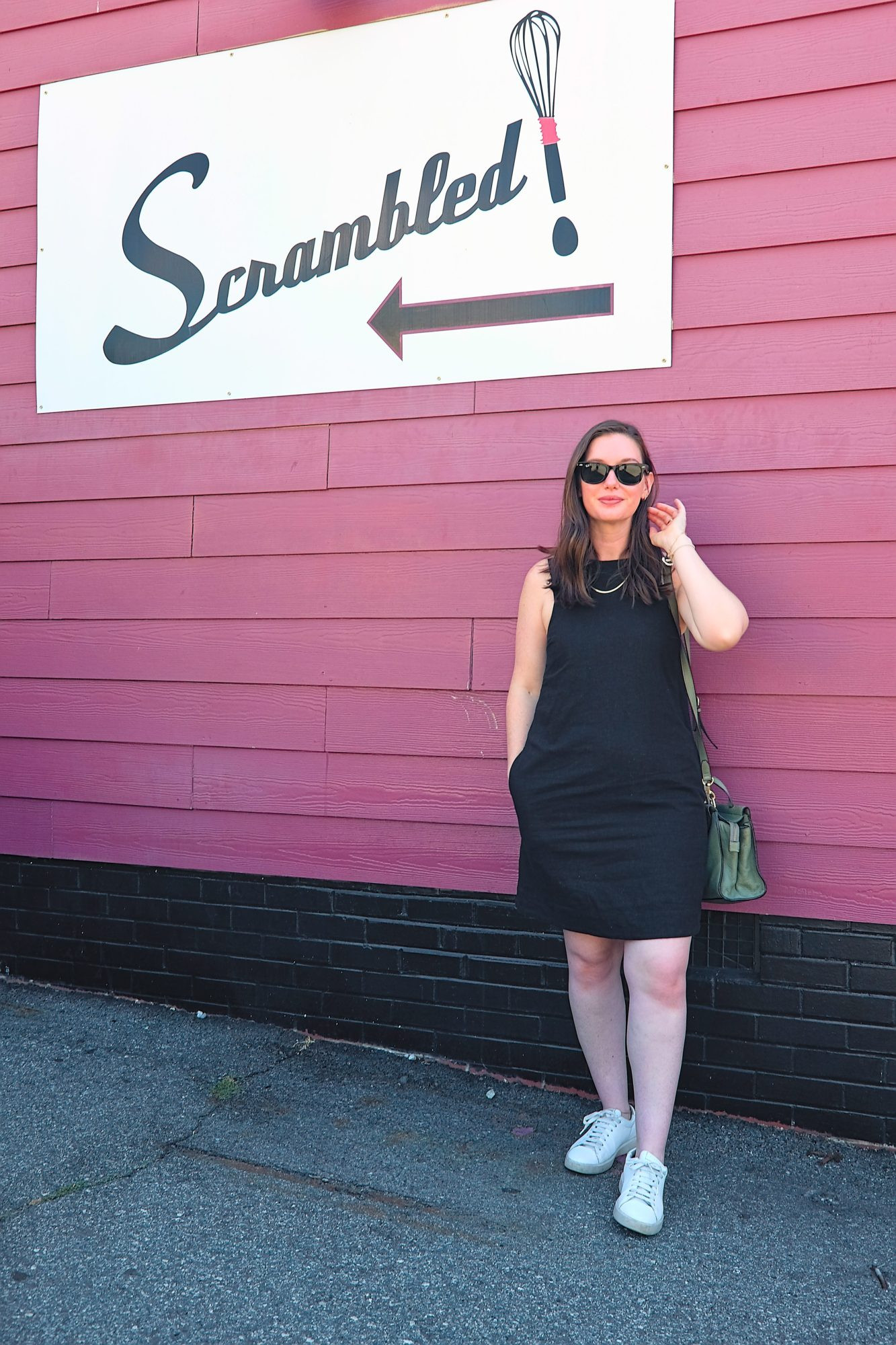 Alyssa in front of Scrambled in Greensboro