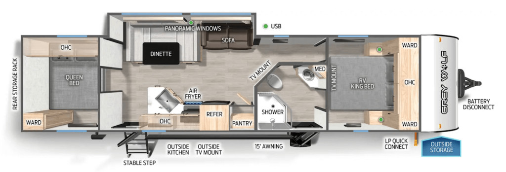 Forest River Cherokee Grey Wolf 29QB Two Bedroom RV