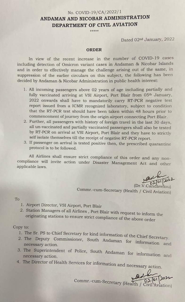 RT-PCR testing guidelines for Andaman Islands