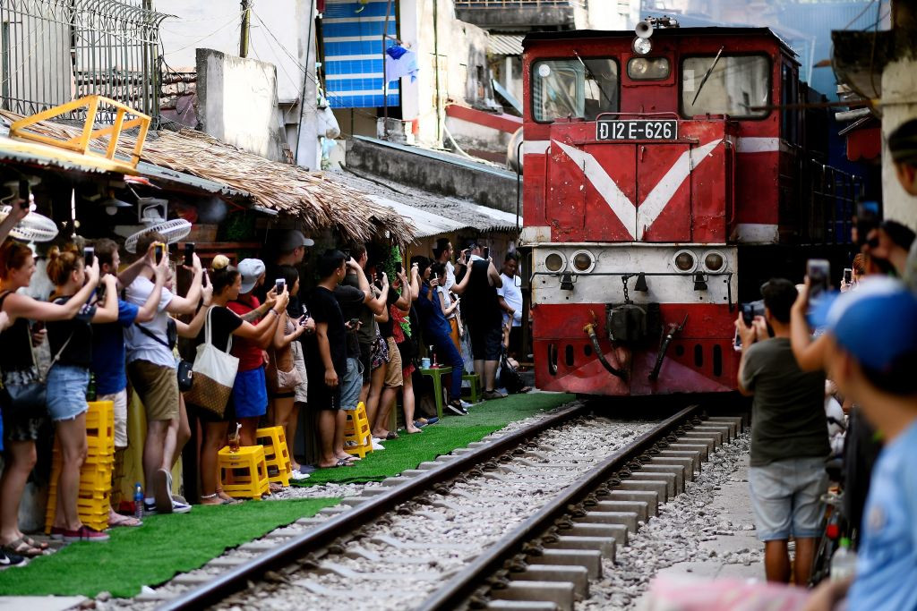 Hanoi Train Street tourists