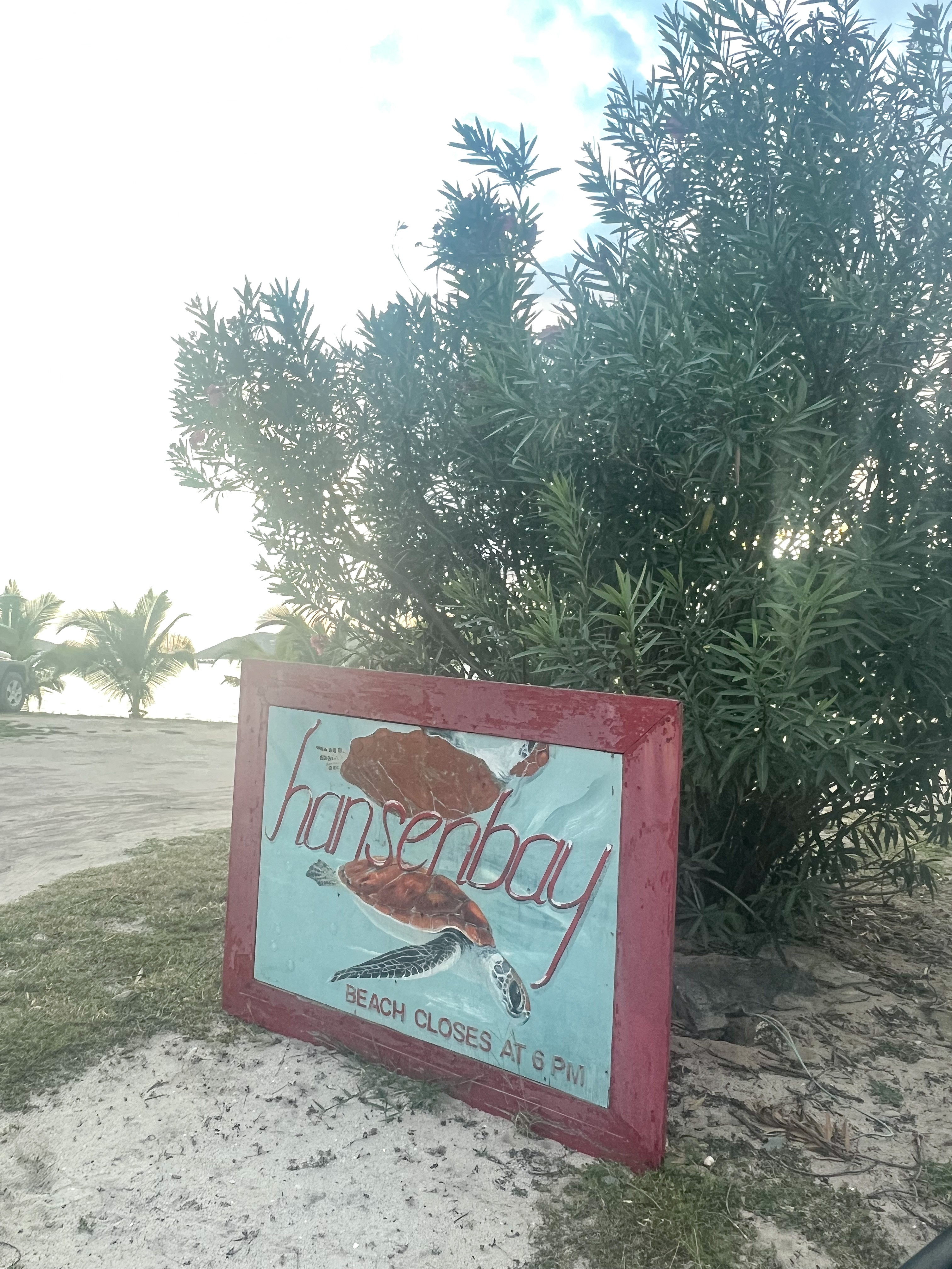 Hansen Bay sign St. John USVI.