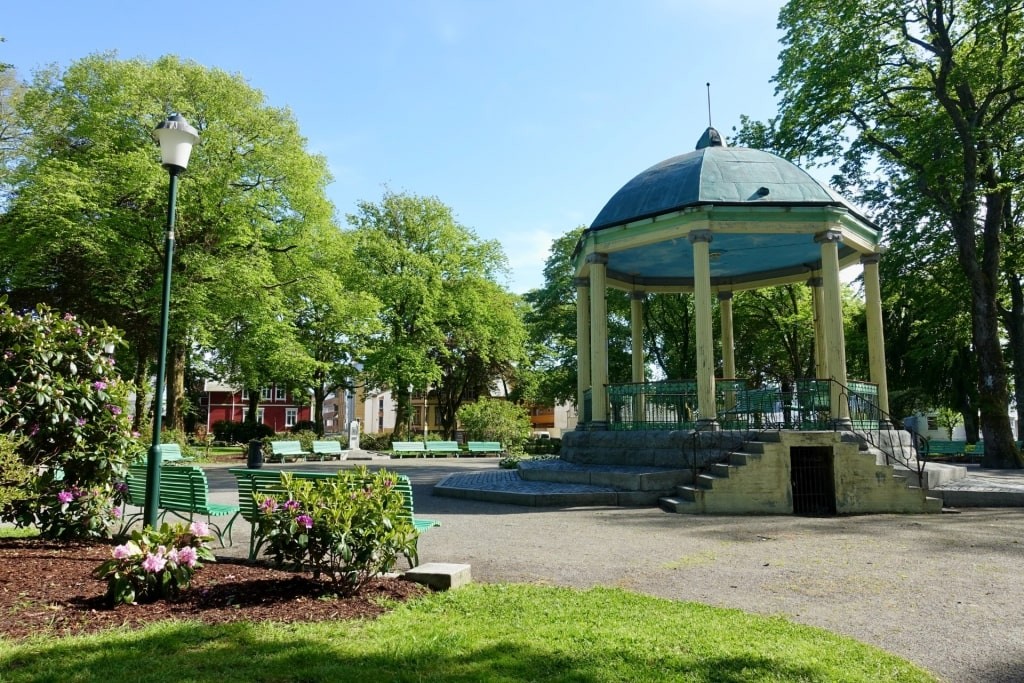 Lush greenery of Byparken, Haugesund Norway