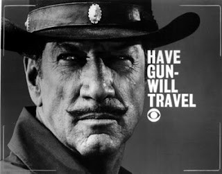Richard Boone as Paladin Have Gun Will Travel, sophisticated gunslinger