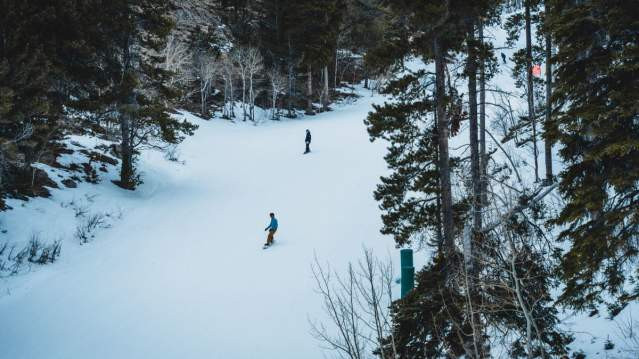 Hogadon Ski Area on Casper Mountain showcasing ski slopes and snow covered trees