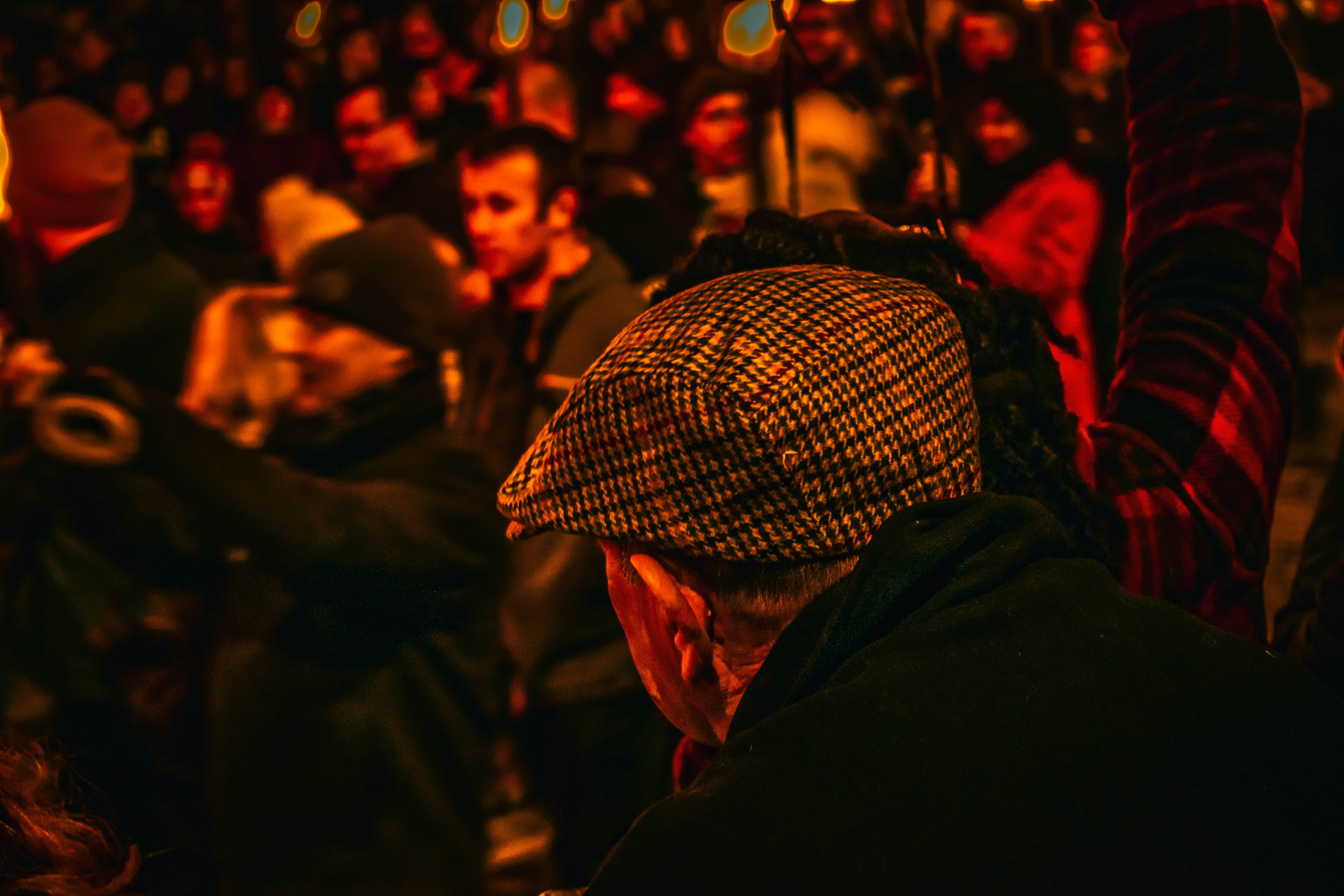 People attending the Torchlight procession the day before Hogmanay in Edinburgh in November