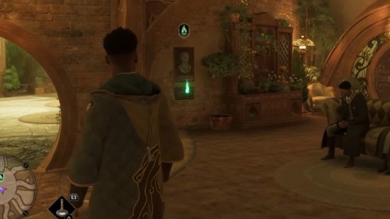Hogwarts Legacy Floo Flames locations: The Hufflepuff common room with a Floo Flame on the wall
