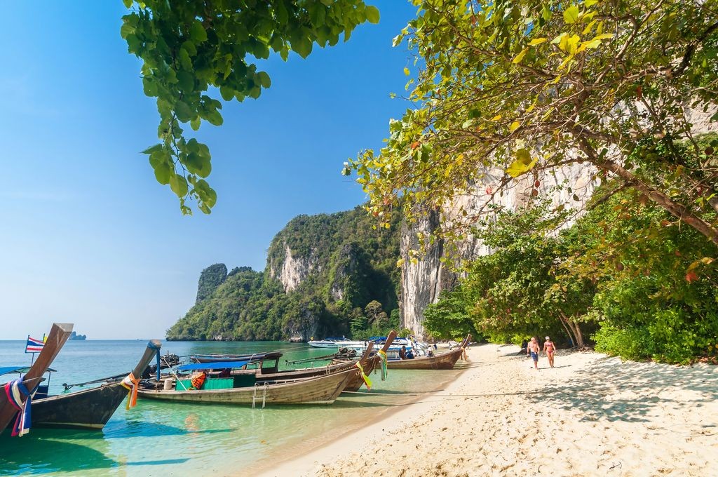 Boats on a beach in Thailand.