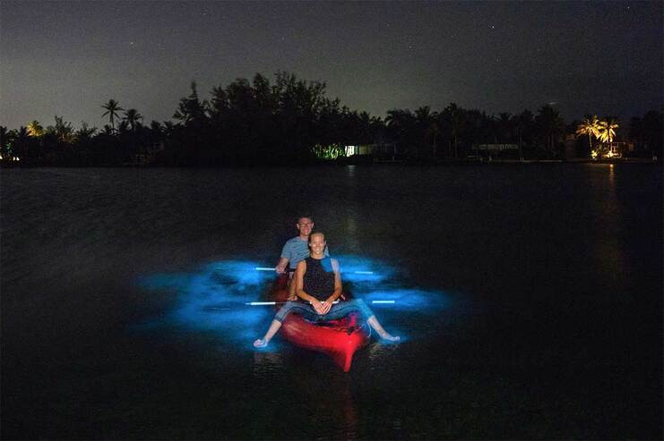 Kayaking through bioluminescence