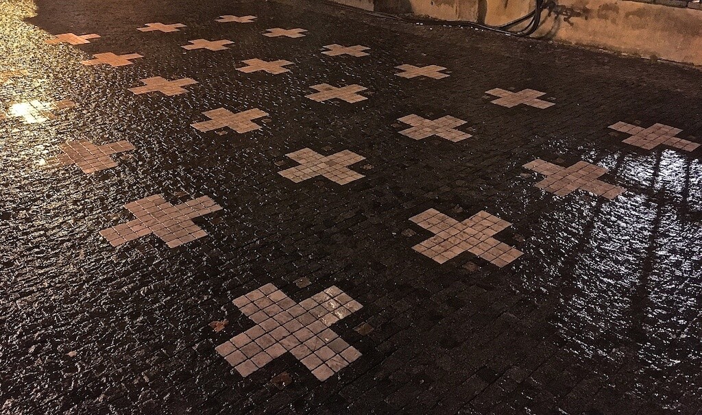 The 27 crosses in Prague