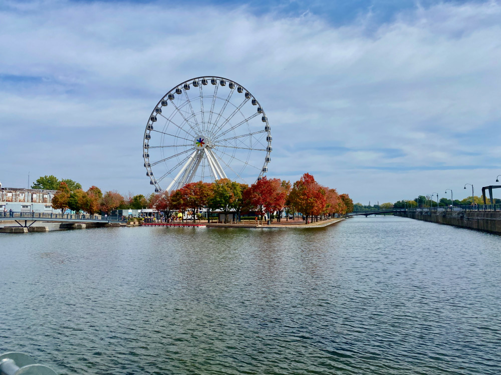 The observation wheel in the Old Port of Montréal offers panoramic views of the city