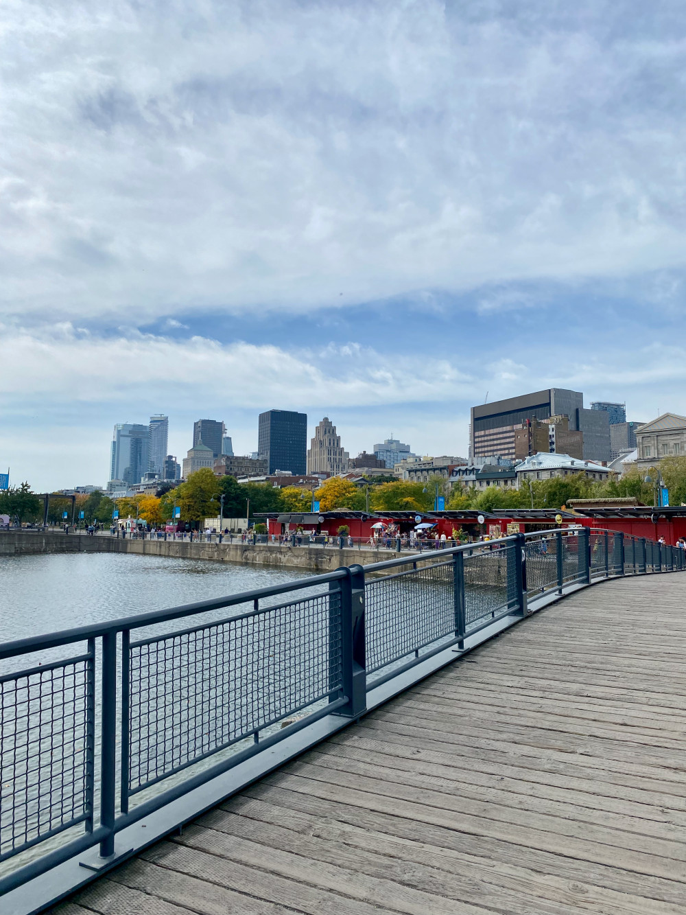 Looking back at Montréal from the port area reveals a stunning cityscape