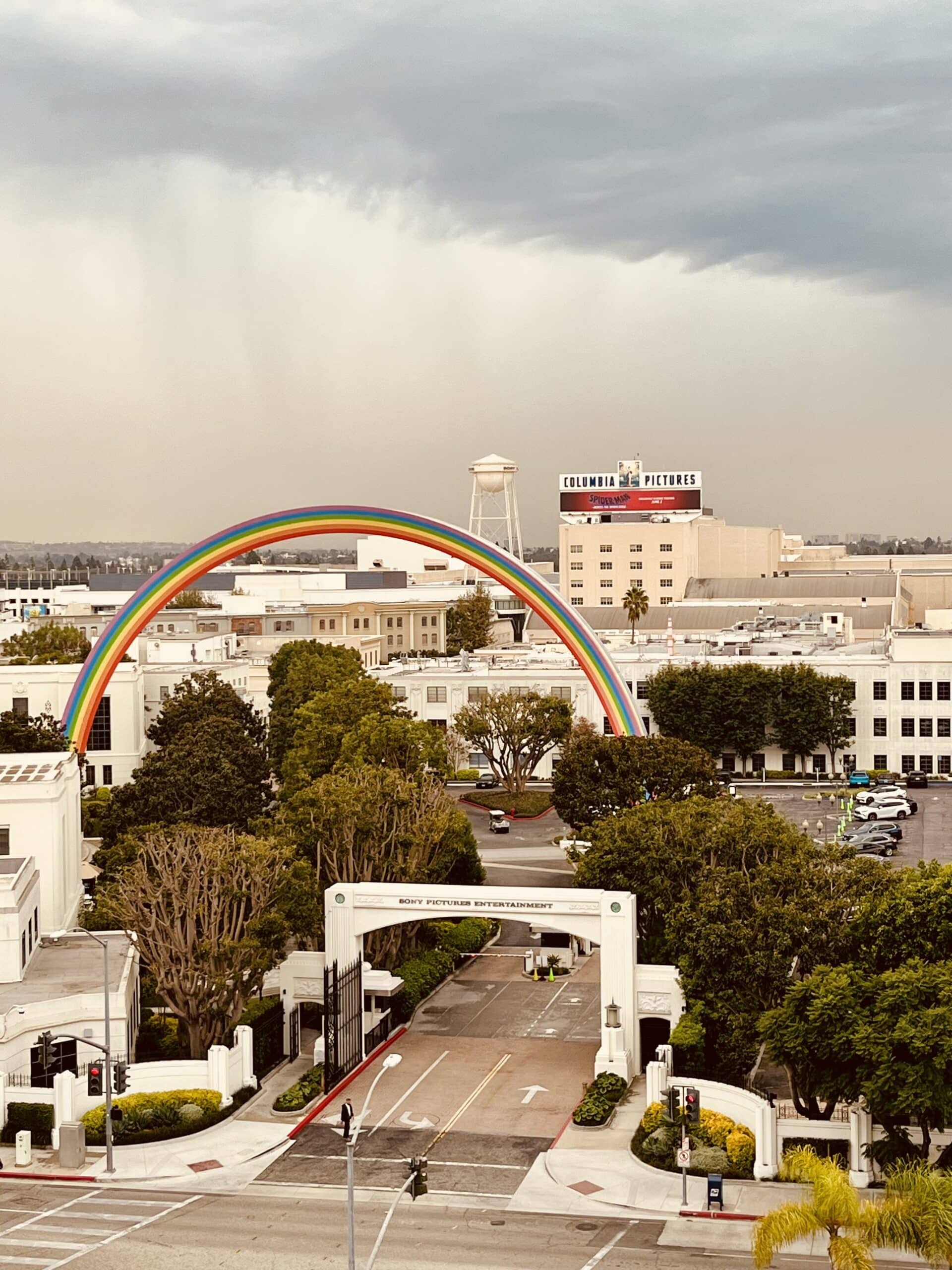 View of the Madison Gate of Sony Pictures Studios. With Wizard of Oz Rainbow.