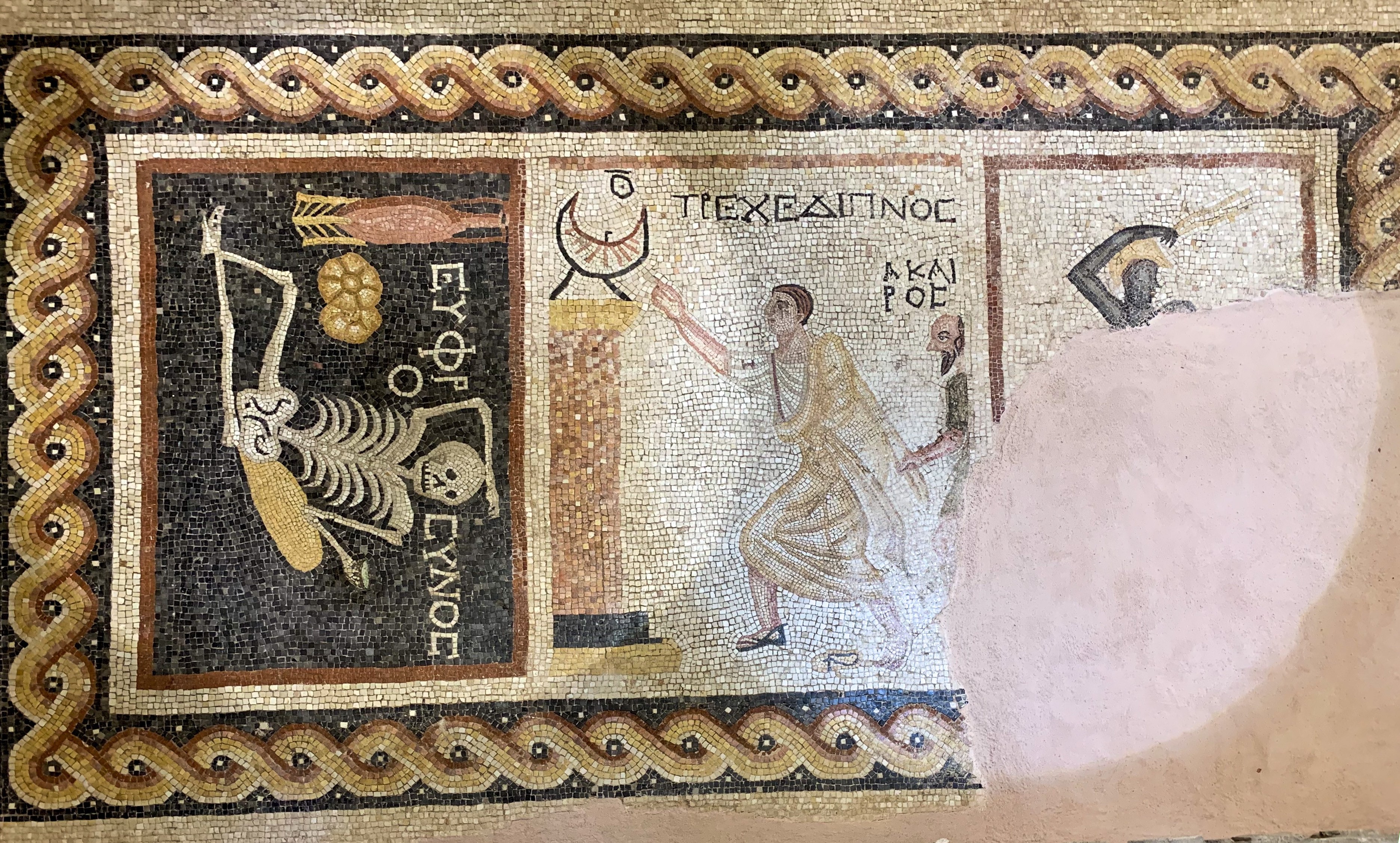 Cheerful skeleton mosaic at the Hatay Archaeology Museum