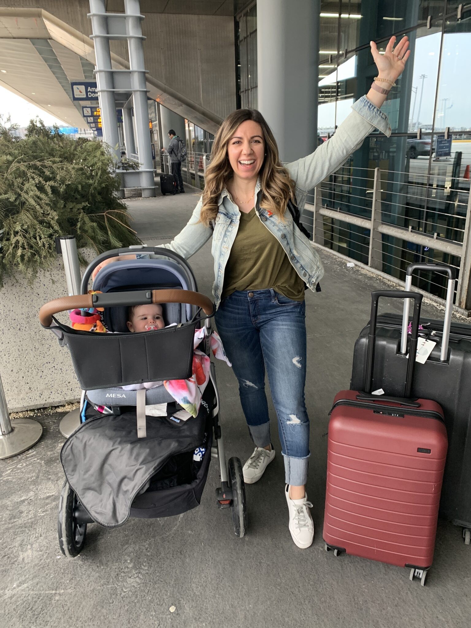 UppaBaby Vista Stroller prepared for travel with travel bag