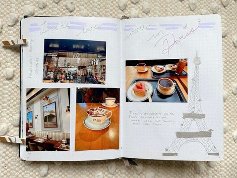 Paris travel bullet journal spread by @yourstrulyanisha