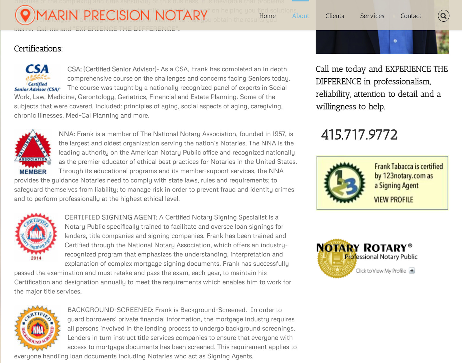 Include you notary certifications on your website