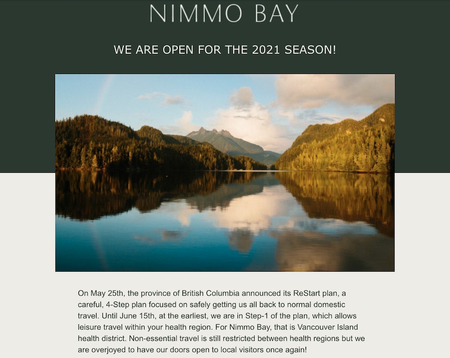 Example of Nimmo Bay tourism Newsletter, showcasing travel industry updates.