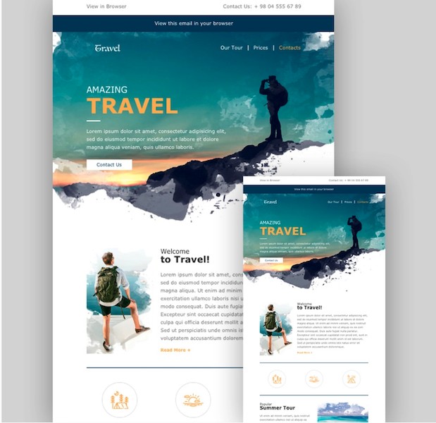 Travel newsletter email design and ideas, showing newsletter layouts for inspiration.