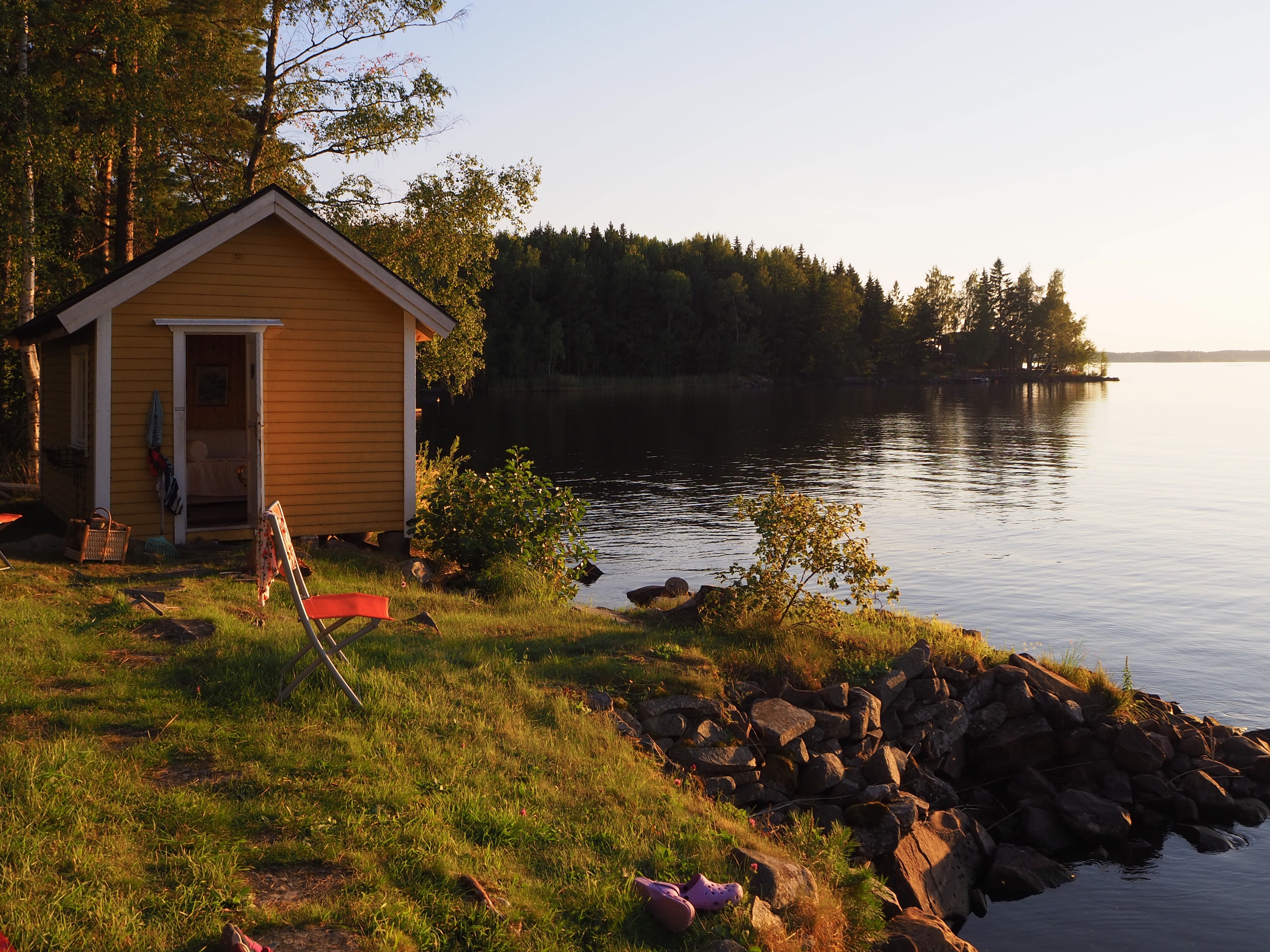 Enjoying the sunset over a lake near Gävle