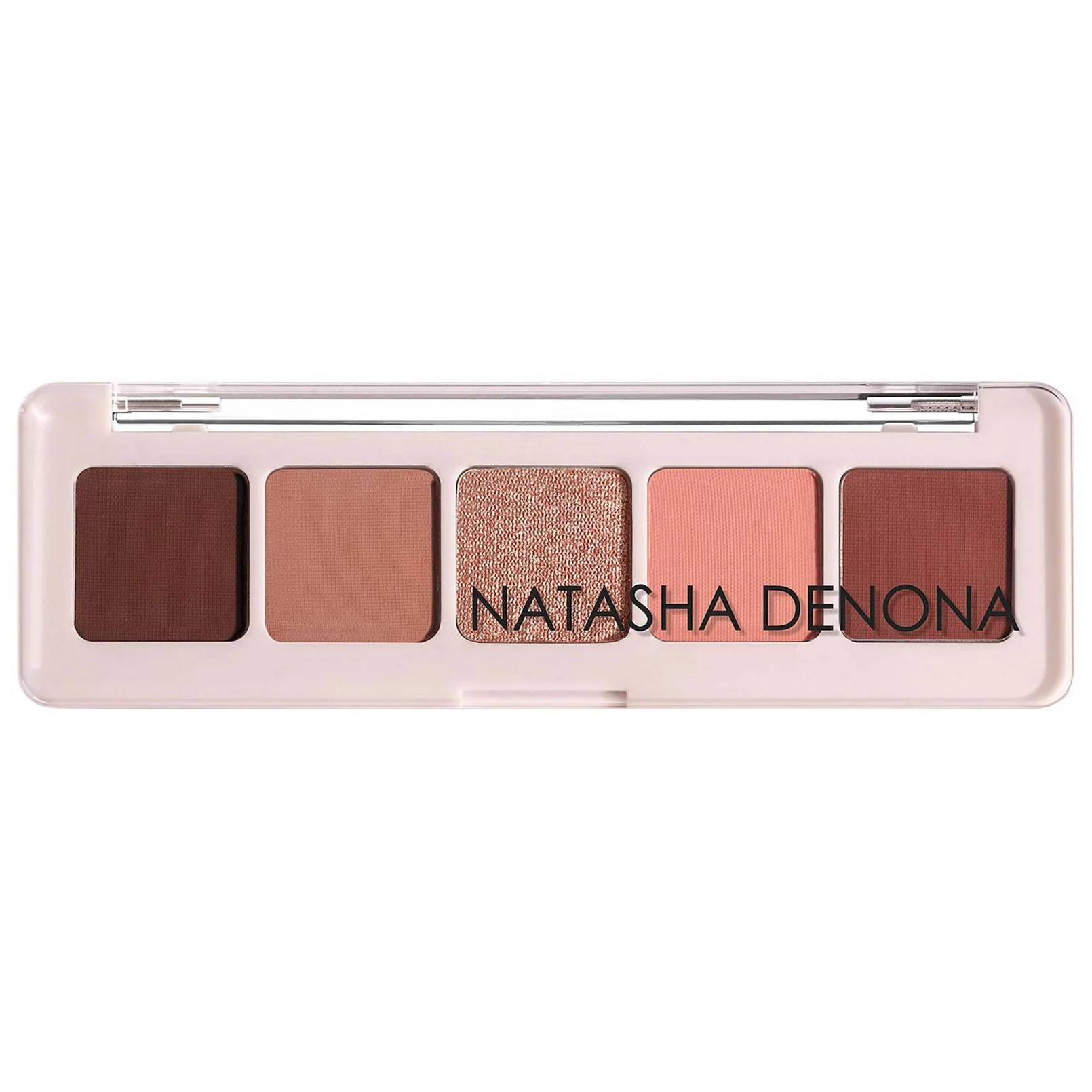 Natasha denona Minibiba Shadow has various hues from the brick- mauve family