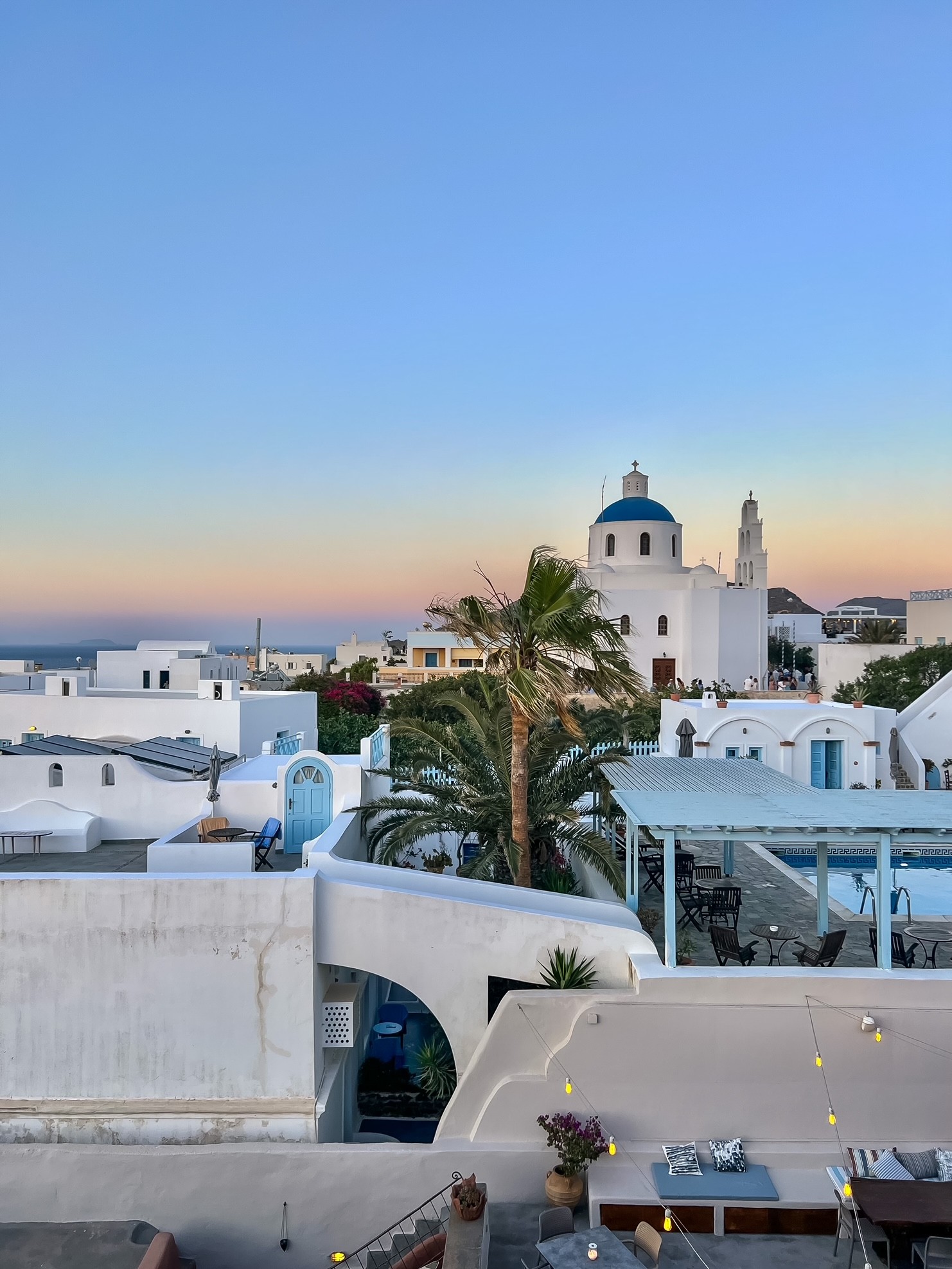 The iconic blue domes of Santorini, showcasing the island's unique architecture and breathtaking beauty